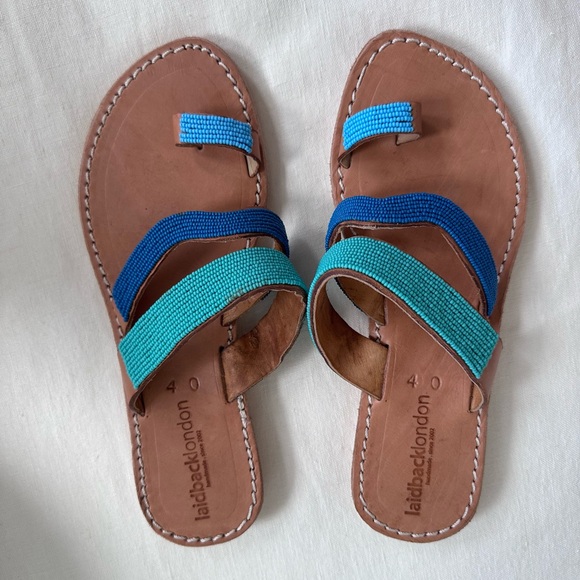 Laidback London Kai Lp Leather Sandal Aqua - Picture 4 of 6
